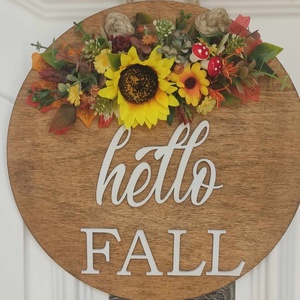 Hello fall kopogtató, Otthon & Életmód, Dekoráció, Ajtó- és ablak dekoráció, Ajtódísz & Kopogtató, Famegmunkálás, Virágkötés, MESKA