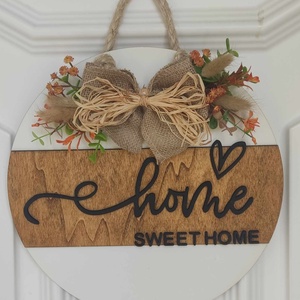 Home kopogtató , Otthon & Életmód, Dekoráció, Ajtó- és ablak dekoráció, Ajtódísz & Kopogtató, Famegmunkálás, Virágkötés, MESKA