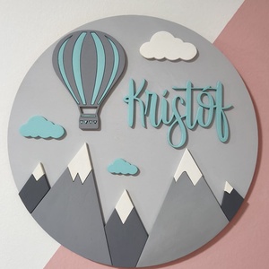 Hegyek N�vtáblája, Baba - mama, Babaszoba dekoráció, Gyerek névtábla, Famegmunkálás, Festett tárgyak, MESKA