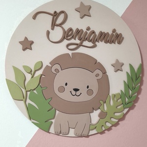 Oroszlán N�vtáblája  - baba - mama - babaszoba dekoráció - gyerek névtábla - Meska.hu