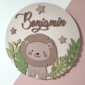 Oroszlán N�vtáblája , Baba - mama, Babaszoba dekoráció, Gyerek névtábla, Famegmunkálás, Festett tárgyak, MESKA
