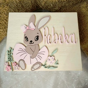 Nyuszi emlékgyűjtő doboza - baba - mama - babaemlékek - baba emlékőrző - Meska.hu