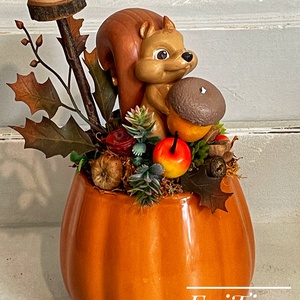 Mókusos őszi asztaldísz - otthon & életmód - dekoráció - asztal és polc dekoráció - asztaldísz - Meska.hu