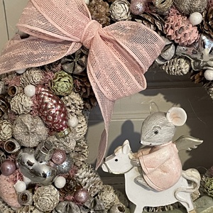 Karácsonyi kopogtató, egérkével. - karácsony - karácsonyi lakásdekoráció - karácsonyi ajtódíszek - Meska.hu