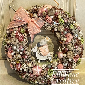 Karácsonyi kopogtató, egérkével. - karácsony - karácsonyi lakásdekoráció - karácsonyi ajtódíszek - Meska.hu