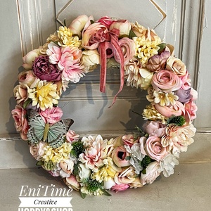 Tavaszi csupavirág kopogtató - otthon & életmód - virágdekoráció - virágdíszek - dekor koszorúk, kopogtatók - Meska.hu