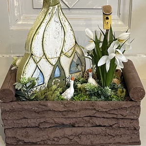 Hóvirágos, rusztikus asztaldísz - otthon & életmód - dekoráció - asztal és polc dekoráció - asztaldísz - Meska.hu