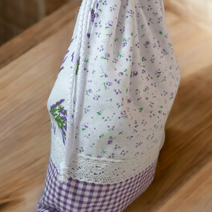 Vidám levendulás mosható textil pékárus zsák - otthon & életmód - konyhafelszerelés, tálalás - konyhai tárolás - kenyértartó - Meska.hu