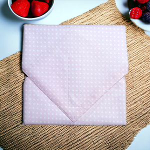 Rózsaszín pöttyös textil szendvics csomagoló, újraszalvéta - táska & tok - uzsonna- & ebéd tartó - szendvics csomagoló - Meska.hu