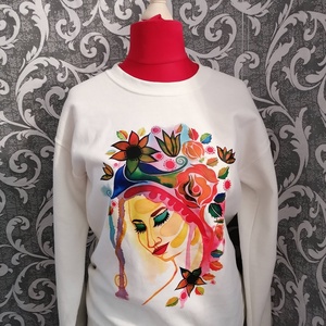 Női pulóver egyedi mintával S méret - ruha & divat - női ruha - pulóver - Meska.hu