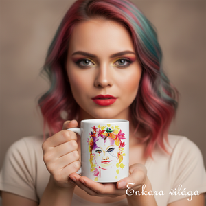 Flóra bögre idézettel - 2., Otthon & Életmód, Konyhafelszerelés, tálalás, Tálalás, Bögre & Csésze, Festészet, MESKA