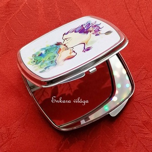 Mintás zsebtükör � kompakt sminktükör rozsdamentes acél házban � női ajándék Szófia - szépségápolás - arcápolás - smink kellék - Meska.hu