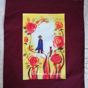 Mesél a szív - A kis herceg - Vászon bevásárló táska, bordó - táska & tok - bevásárlás & shopper táska - shopper, textiltáska, szatyor - Meska.hu