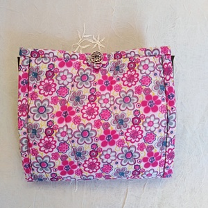 Szatyor, összecsukható, pink virágos, olajzöld  - táska & tok - bevásárlás & shopper táska - shopper, textiltáska, szatyor - Meska.hu