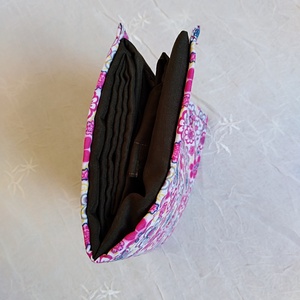 Szatyor, összecsukható, pink virágos, olajzöld  - táska & tok - bevásárlás & shopper táska - shopper, textiltáska, szatyor - Meska.hu