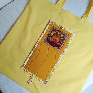 Szatyor, összecsukható, cicás zsebbel - táska & tok - bevásárlás & shopper táska - shopper, textiltáska, szatyor - Meska.hu