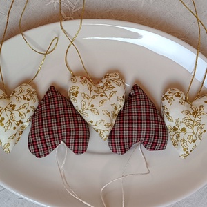 Szív 5 db egy csomagban 6 cm , Karácsony, Adventi díszek, Adventi ablakdekoráció, Varrás, MESKA