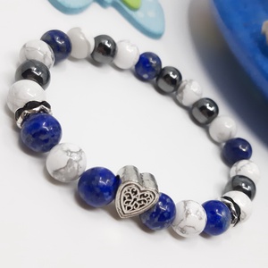 Howlit hematit lapis lazuli ásvány karkötő -  - Meska.hu