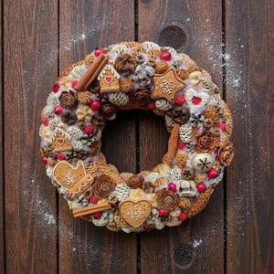 Mézeskalácsos ajtódísz , Karácsony, Karácsonyi lakásdekoráció, Karácsonyi ajtódíszek, Virágkötés, MESKA