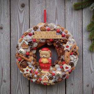 Macis, karácsonyi ajtódísz , Karácsony, Karácsonyi lakásdekoráció, Karácsonyi ajtódíszek, Virágkötés, MESKA