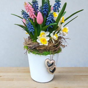 Tavaszi kompozíció , asztaldísz , Otthon & Életmód, Dekoráció, Asztal és polc dekoráció, Asztaldísz, Virágkötés, MESKA