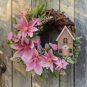 Tavaszi ajtódísz , Otthon & Életmód, Dekoráció, Ajtó- és ablak dekoráció, Ajtódísz & Kopogtató, Virágkötés, MESKA