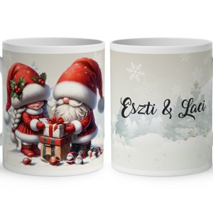 Névvel kérhető - Ajándékozó karácsonyi manók mintás bögre, Otthon & Életmód, Konyhafelszerelés, tálalás, Tálalás, Bögre & Csésze, , MESKA