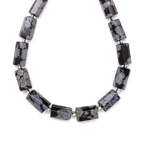 Obszidián hópehely hengerszerű 6-8x10-12mm  ékszerkészítő alapanyag (füzér), Kellékek & szerszámok, Ásvány alapanyag, Ásványfüzér, , MESKA