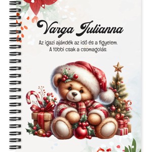 Személyre szabható - Karácsonyi Teddy maci (ajándékok) mintás A6-os füzet, Otthon & Életmód, Papír, írószer, Jegyzetfüzet & Napló, , MESKA