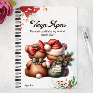 Személyre szabható - Karácsonyi Teddy maci - együtt (tábla) mintás A6-os füzet - otthon & életmód - papír, írószer - jegyzetfüzet & napló - Meska.hu