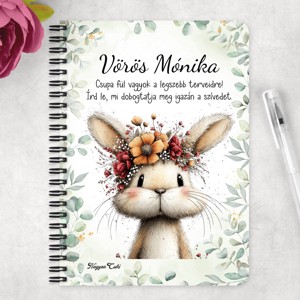 Személyre szabható - Tavasz hírnöke, a mezei nyuszi mintás A6-os füzet - otthon & életmód - papír, írószer - jegyzetfüzet & napló - Meska.hu