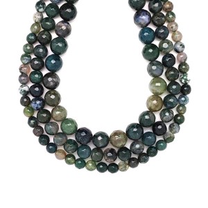 Achát moha fazettált A golyó 6-7mm  ékszerkészítő alapanyag (füzér), Kellékek & szerszámok, Ásvány alapanyag, Ásványfüzér, , MESKA