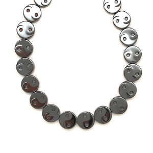 Hematit színezett yin yang korong 10 mm, 38 cm � ásványfüzér, ékszer alapanyag - Meska.hu