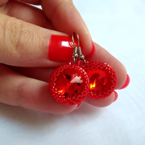 Piros Swarovski fülbevaló -  - Meska.hu