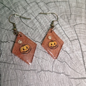 Tökös fülbevaló halloweenre, Ékszer, Fülbevaló, Lógó fülbevaló, Ékszerkészítés, MESKA