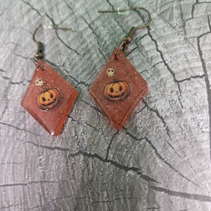 Tökös fülbevaló halloweenre - ékszer - fülbevaló - lógó fülbevaló - Meska.hu
