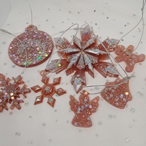 Rubinvörös varázs � epoxigyanta karácsonyfadísz szett - Meska.hu