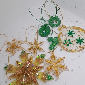Arany Smaragdzöld karácsonyfadísz szett - Meska.hu