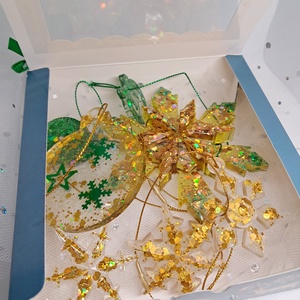 Arany Smaragdzöld karácsonyfadísz szett - karácsony - karácsonyi lakásdekoráció - karácsonyfadíszek - Meska.hu