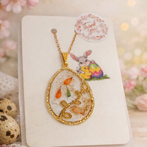 Húsvéti tojás medál préselt virágokkal � gyanta nyaklánc, tavaszi ékszer, Ékszer, Nyaklánc, Medálos nyaklánc, Ékszerkészítés, Mindenmás, MESKA