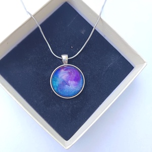 Lila felhős epoxi medál fém foglalattal - Meska.hu