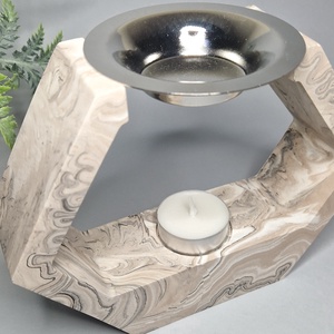 Márvány mintás jesmonite párologtató , Otthon & Életmód, Gyertya, illat, aroma, Párologtató, Mindenmás, Egyszerűen imádom a Jesmonite akril gyantát, többek között mert sokkal természetesebb anyag mimt az..., MESKA