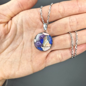 Ásványos nyaklánc nemesacéllal +ajándék jesmonite ékszertartó  - ékszer - ékszerszett - Meska.hu