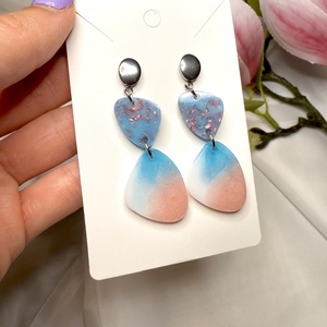 Fehér kék pasztel rózsaszín fülbevaló - ékszer - fülbevaló - fülékszer - Meska.hu