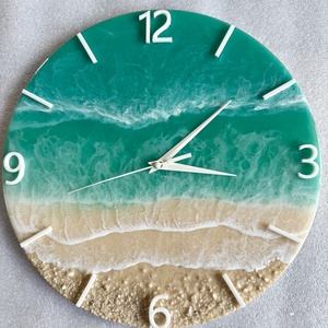 Epoxy tengerpart hatású falióra 30cm - Meska.hu