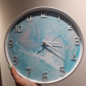 Epoxy óra ezüst kerettel 30cm - otthon & életmód - dekoráció - fali és függő dekoráció - falióra & óra - Meska.hu