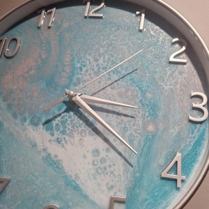 Epoxy óra ezüst kerettel 30cm - Meska.hu