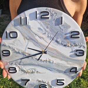 Fehér szürke márványos óra 35cm, Otthon & Életmód, Dekoráció, Fali és függő dekoráció, Falióra & óra, Mindenmás, MESKA