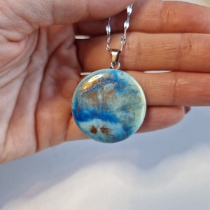 2 oldalas holdas nemesacél epoxy nyaklánc - ékszer - nyaklánc - medálos nyaklánc - Meska.hu