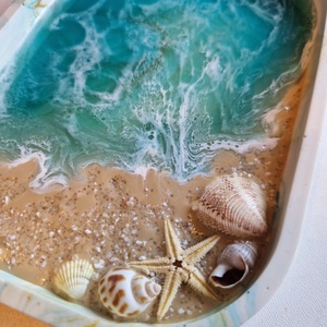  Tengerhatású tálca tároló epoxyval  - otthon & életmód - dekoráció - asztal és polc dekoráció - dekorációs tál, tartó - Meska.hu